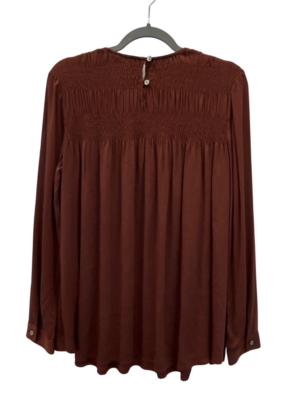 J. Jill Smocked Yoke Long-Sleeve Blouse in Deep Brown - Picture 2 of 3